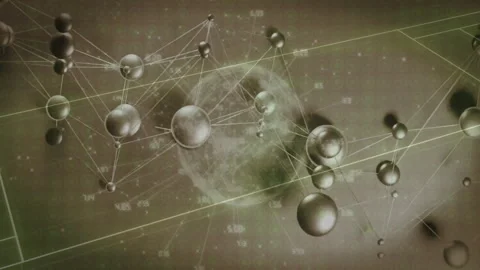 Metallic node cluster drifting in view starting 3D network visualization with Stock Footage 310438080