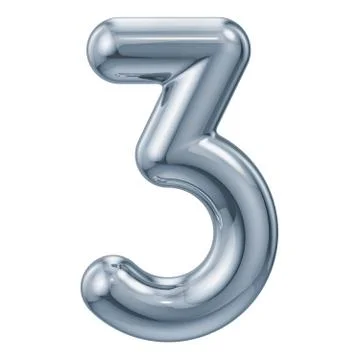 Metallic number 3, 3D rendering Stock Illustration