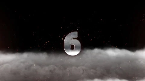 Metallic number five surrounded by smoke and sparks Stock Footage 291177610