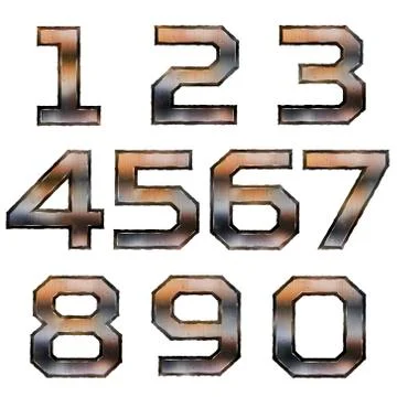 Metallic numbers set Stock Illustration