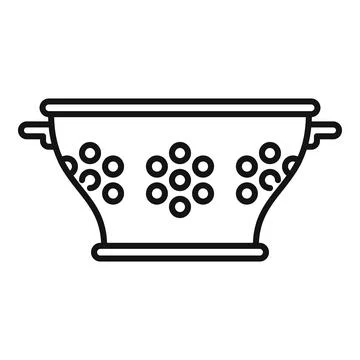 Metallic object colander icon outline vector. Cook accessory Stock Illustration