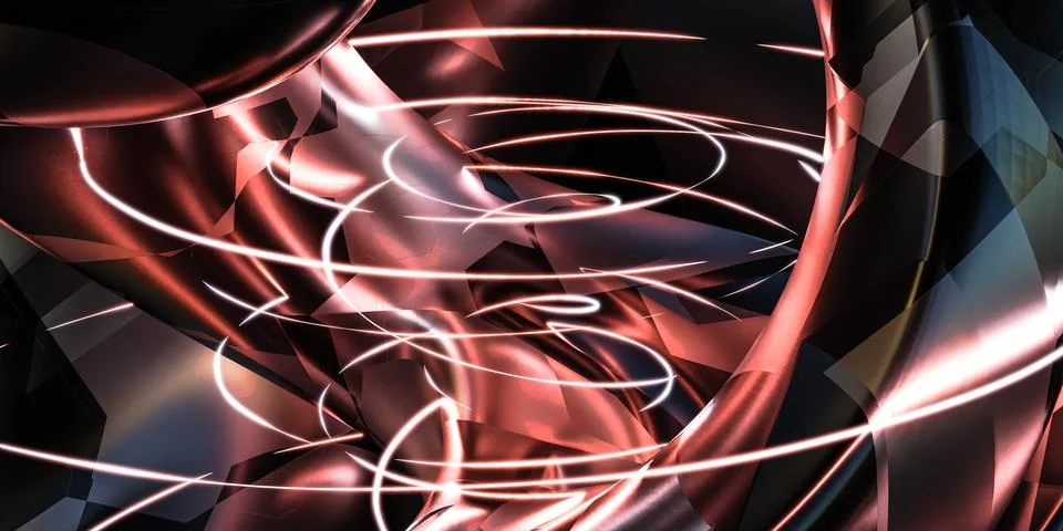 Metallic object with laser lights 3d render illustration Stock Illustration