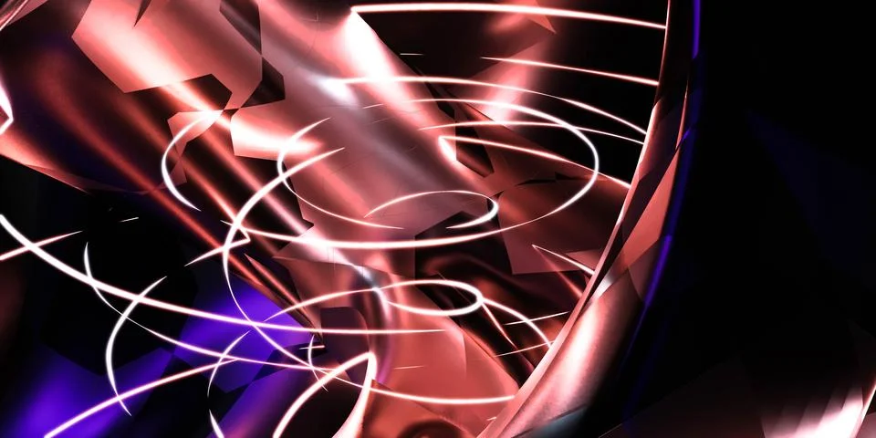 Metallic object with laser lights 3d render illustration イラスト素材