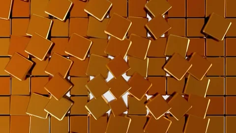 Metallic Orange Cube Explosion Transition with Central Reveal. Stock Footage 323302270