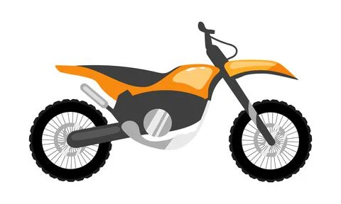 Metallic orange motorcycle semi flat color vector object Stock Illustration