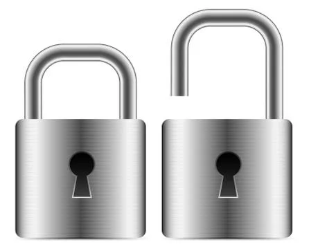 Metallic padlocks - open closed padlocks Stock Illustration
