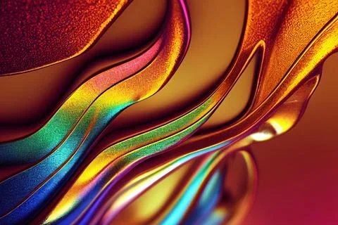 Metallic Paint Ink Multi Coloured Abstract Background Illustration Stock Illustration