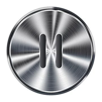 Metallic Pause Button with Vertical Bars Stock Illustration
