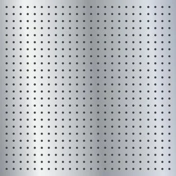 Metallic peg board perforated texture background material with round holes Illustrazione stock