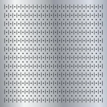 Metallic peg board perforated texture background material with round holes Illustrazione stock