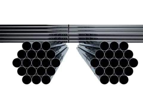 Metallic pipes. 3D rendering illustration. 库存插图