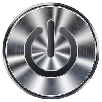 Metallic Power Button with Brushed Texture 스톡 일러스트
