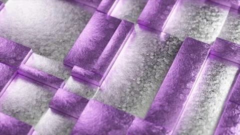 Metallic purple and silver rectangular cuboids rotating slowly, generating Stock Footage 310439175