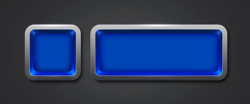 Metallic rectangle button set. Metal design for empty emblem. Glossy golden Illustrazione stock