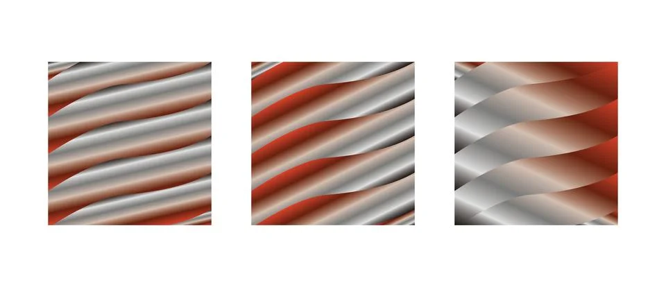 Metallic Red and Silver Gradient Abstract Backgrounds with Wavy Striped Cur.. Stock Illustration