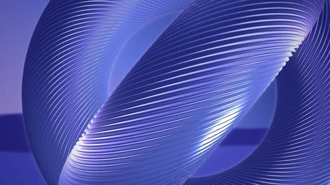 A metallic ribbed mathematical knot rotates in a seamless loop Stock Footage 341665540