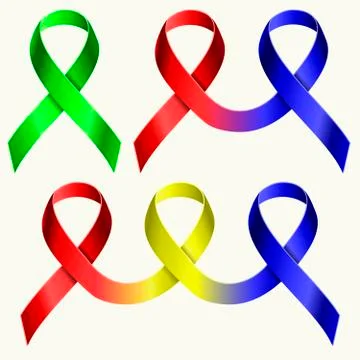 Metallic ribbon laces. Simple, double, triple in global colors. Stock Illustration