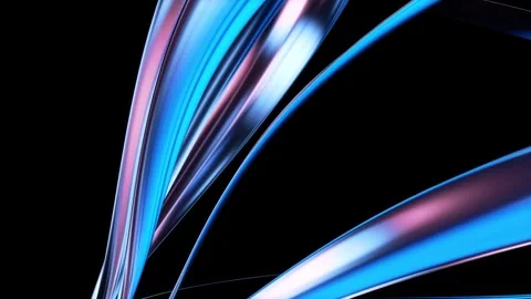 The metallic ribbons undulate irregularly and reflect blue-pink light Stock Footage 254096172