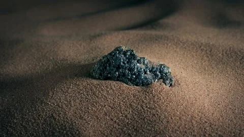 Metallic Rock In The Sand, Mining, Metals Concept Stock Footage 195120185