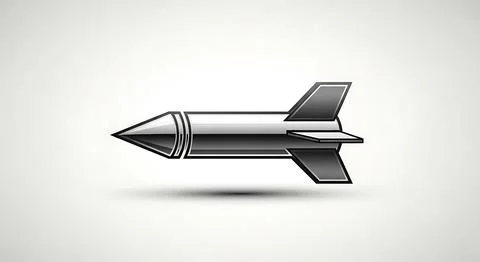 Metallic rocket icon with horizontal orientation featuring sharp fins and c.. Stock Illustration