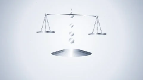 Metallic scales of justice on a bright light background a shiny silver depiction Stock Footage 345734733