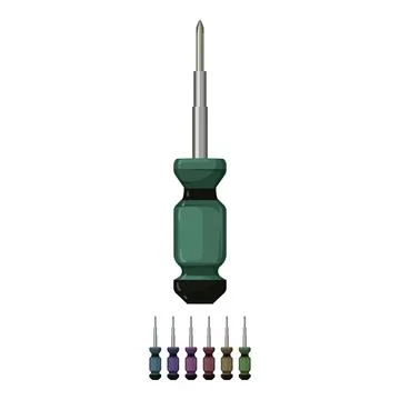 Metallic screwdriver tool cartoon vector graphic Stock Illustration
