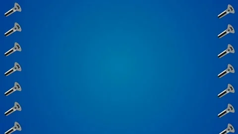 Metallic screws bolts pattern blue border frame background loop Stock Footage 92877564