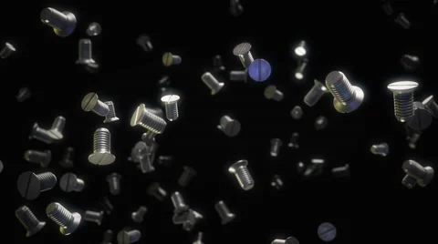 Metallic screws flow 3d animation Stock Footage 63300558