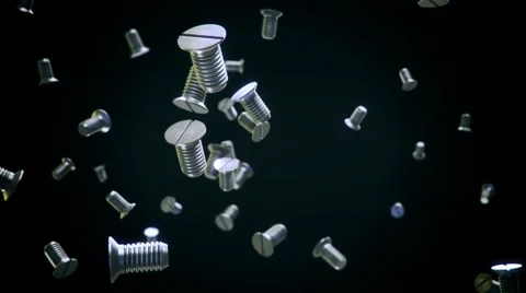 Metallic screws flow 3d animation Stock Footage 63345576
