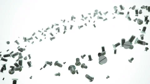 Metallic screws flow 3d animation Stock Footage 63497104