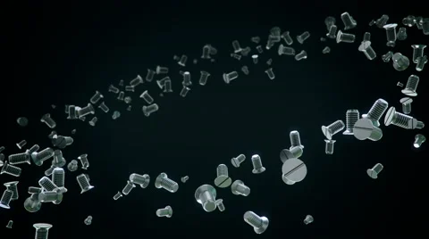 Metallic screws flow 3d animation Stock-Footage 63497230