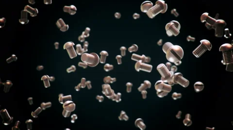 Metallic screws flow 3d animation Stock Footage 65085318