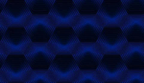 Metallic seamless pattern with blue hexagons. Stock Illustration