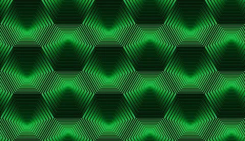 Metallic seamless pattern with green hexagons. Stock Illustration