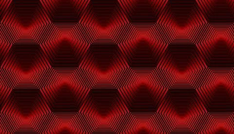 Metallic seamless pattern with red hexagons. Stock Illustration