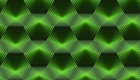 Metallic seamless pattern with yellow-green hexagons. Stock Illustration