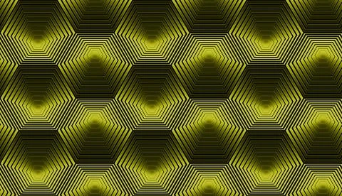 Metallic seamless pattern with yellow hexagons. Stock Illustration