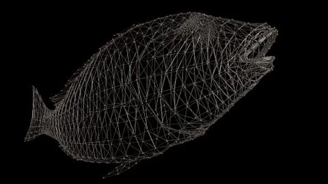 Metallic shade wire-frame network structure connection with line and dot on f Illustration