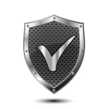 Metallic Shield with Check Mark Stock Illustration