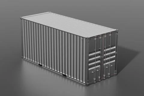 Metallic ship cargo container side view 20 feet length Stock Illustration