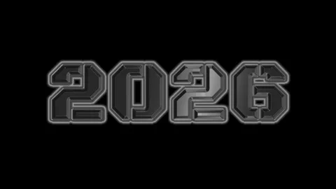Metallic Silver 2026 Year Animation Clip Stockbeeldmateriaal 331720692