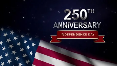 Metallic Silver 250th Anniversary Independence Day Animation with USA Flag Vídeos de archivo 337486291