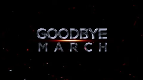 Metallic silver 3d text reading goodbye march with glowing orange light effec Video stock 343576152