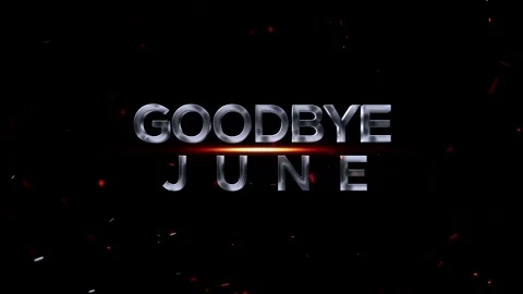 Metallic silver 3D text reading goodbye june with glowing orange light effect Vídeo Stock 343576153