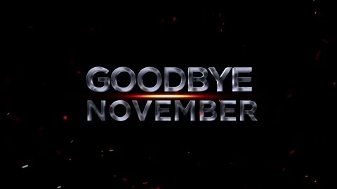 Metallic silver 3d text reading goodbye november with glowing orange light .. Video stock 343576159