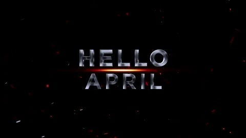 Metallic silver 3D text reading hello april with glowing orange light effects Video stock 343576188