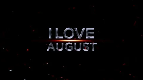 Metallic silver 3d text reading I Love August with glowing orange light eff.. Video stock 343576209