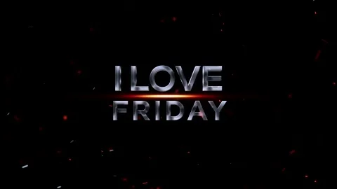 Metallic silver 3D text reading I love Friday with glowing light effects an.. 库存影片 343576211