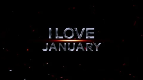 Metallic silver 3D text reading I Love January with glowing light effects a.. Video stock 343576215
