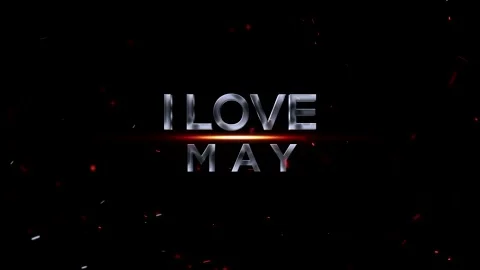 Metallic silver 3D text reading I Love May with glowing horizontal light ef.. Video stock 343576229